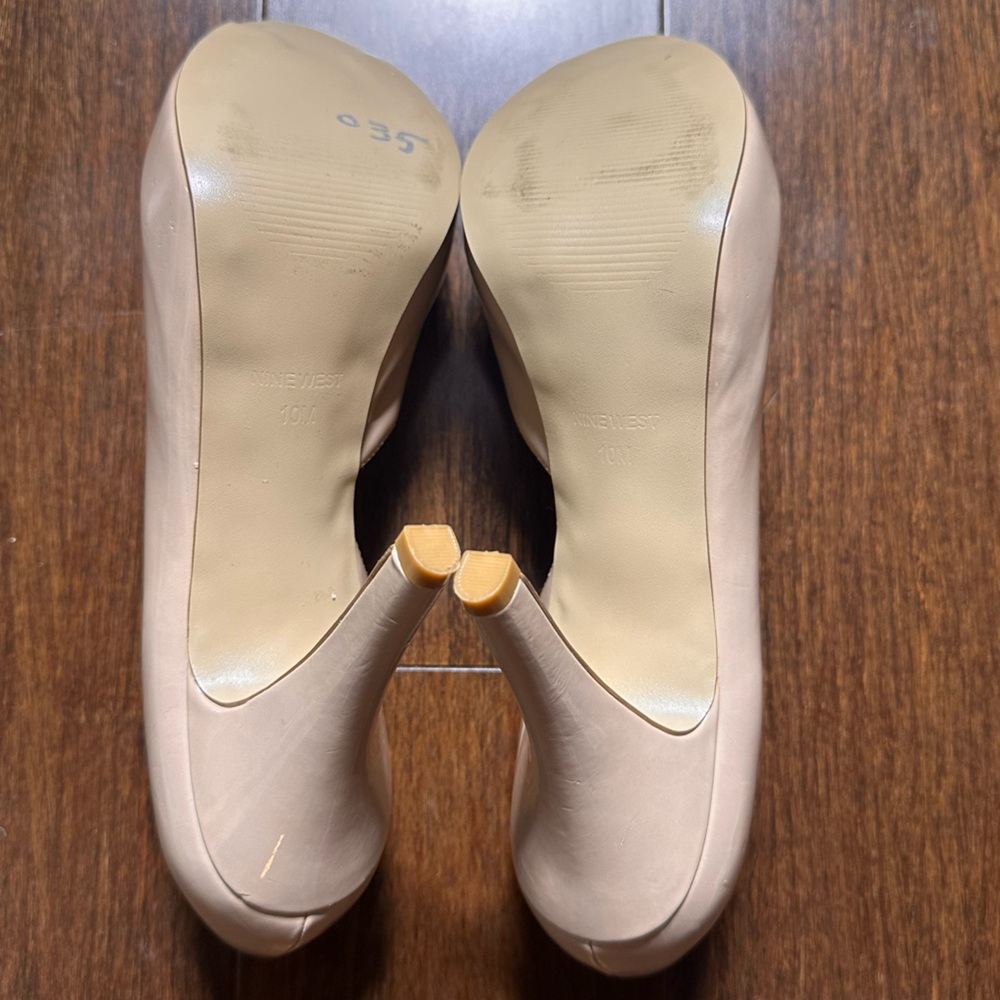 Nine West Nude Beige Peep Toe D'Orsay Platform Pumps Women’s Size 10 Heeled - Picture 8 of 8